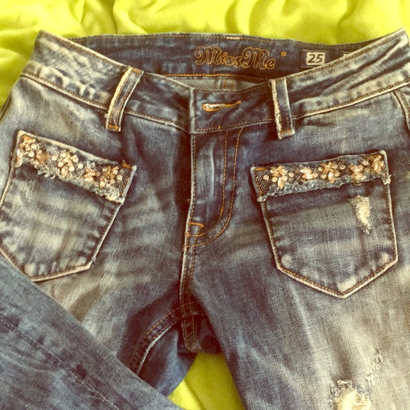 Miss Me Denim - Miss me mid rise flare crystal bling rhinestones
